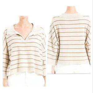 2478) Max Studio Johny Collar Stripe Crop Sweater Size Large